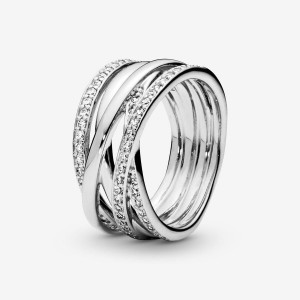 Pandora Sparkling & Polished Lines Ring Silber | 657LIUYGW