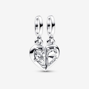Pandora Splittable Mother & Daughter Dangle Charm Silber | 538VCFGZJ