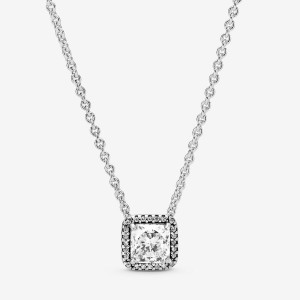 Pandora Square Sparkle Halo Necklace Silber | 850DRTKBW