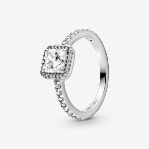 Pandora Square Sparkle Halo Ring Silber | 571KACXRY