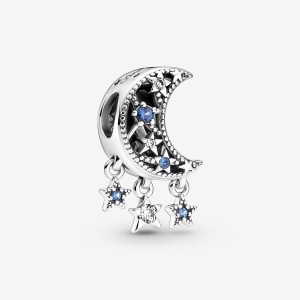 Pandora Star & Crescent Moon Charm Silber | 438ANRQCV