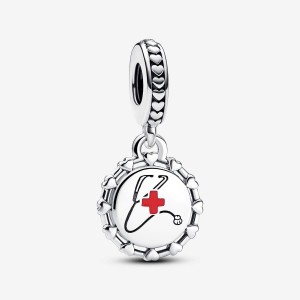 Pandora Stethoscope Engravable Dangle Charm Silber | 590ZPFOAU