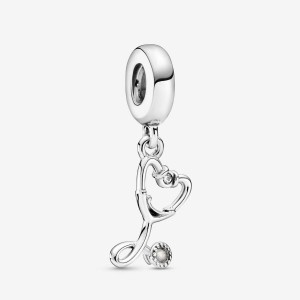 Pandora Stethoscope Heart Dangle Charm Silber | 623HOKYCU