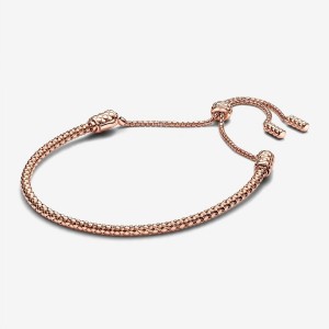 Pandora Studded Chain Slider Bracelet Rosa Gold | 169AZNRTY
