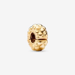 Pandora Studded Clip Charm Gold | 592NYZVUS