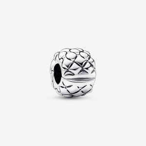 Pandora Studded Clip Charm Silber | 639HNGXJV