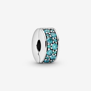 Pandora Teal Pave Clip Charm Silber | 017XYBHFA