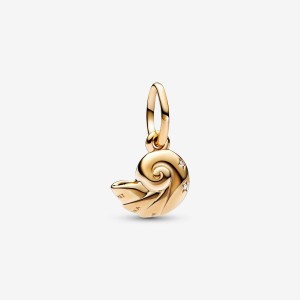 Pandora The Little Mermaid Enchanted Shell Dangle Charm Gold | 960BRFWZN