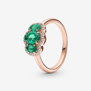 Pandora Three Stone Vintage Ring Rosa Gold | 064IMBPUJ