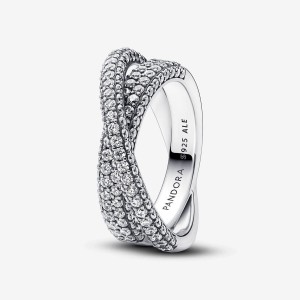 Pandora Timeless Pave Crossover Dual Band Ring Silber | 049HWFUJC