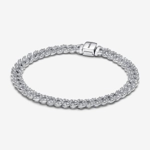 Pandora Timeless Pave Cuban Chain Bracelet Silber | 642IMGREU