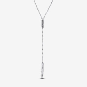 Pandora Timeless Pave Prism Drop Necklace Silber | 763DGIKZE