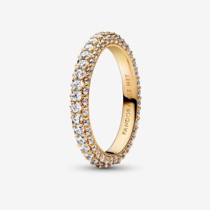Pandora Timeless Pave Single-row Ring Gold | 652PKXGMD