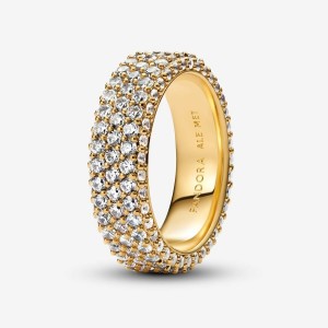 Pandora Timeless Pave Triple-row Ring Gold | 562GJVZKO