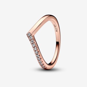 Pandora Timeless Wish Half Sparkling Ring Rosa Gold | 046FRXVQG