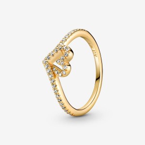 Pandora Timeless Wish Sparkling Heart Ring Gold | 154TVOLDK