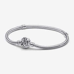 Pandora Tinker Bell Clasp Moments Snake Chain Bracelet Silber | 210LJWVRE