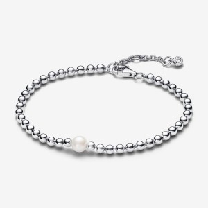 Pandora Treated Freshwater Cultured Pearl & Beads Bracelet Silber | 654KFSNTM
