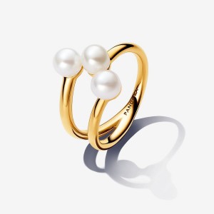 Pandora Treated Freshwater Cultured Pearl Open Ring Gold | 741GSHIOA