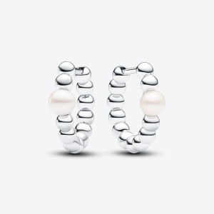 Pandora Treated Freshwater Cultured Pearl & Beads Hoop Earrings Silber | 036WTGPCK