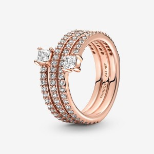 Pandora Triple Spiral Ring Rosa Gold | 701ZOYIAS