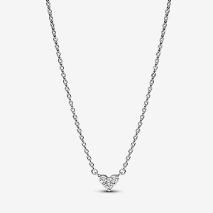 Pandora Triple Stone Heart Collier Necklace Silber | 713KFMNSU