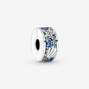 Pandora Tropical Starfish & Shell Clip Charm Silber | 659FCHAOQ
