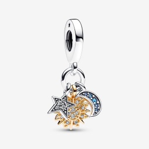 Pandora Two-tone Celestial Triple Dangle Charm Mehrfarbig | 490UKXWPM