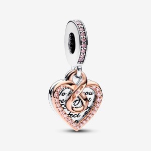 Pandora Two-tone Infinity Heart Double Dangle Charm Mehrfarbig | 147YLIFNK