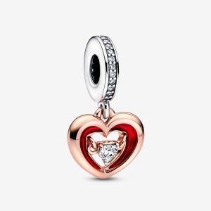 Pandora Two-tone Radiant Heart Dangle Charm Mehrfarbig | 163XPMZRL