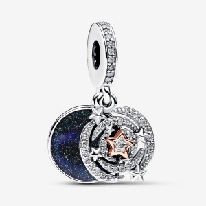 Pandora Two-tone Shooting Star Double Dangle Charm Mehrfarbig | 653XGFWLZ