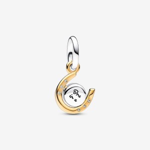 Pandora Two-tone Spinning Disc Horseshoe Dangle Charm Mehrfarbig | 670HJWSTD