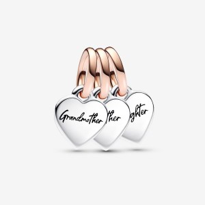 Pandora Two-tone Splittable Family Generation of Hearts Triple Dangle Charm Mehrfarbig | 312QACETZ