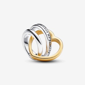 Pandora Two-tone Stepmom Entwined Hearts Charm Mehrfarbig | 326QYFNCP