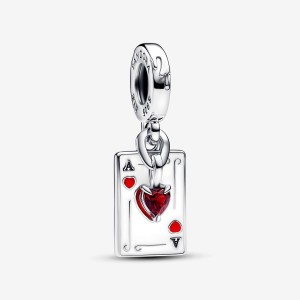 Pandora Villains Queen of Hearts Double Dangle Charm Silber | 241NTXVLU