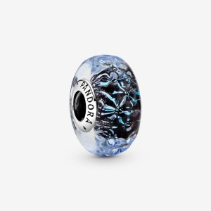 Pandora Wavy Dark Blue Murano Glass Ocean Charm Silber | 318EVNRLB