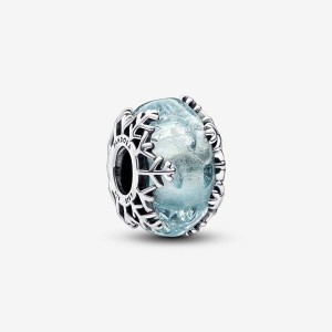 Pandora Winter Blue Snowflake Murano Charm Silber | 359FLIAQB