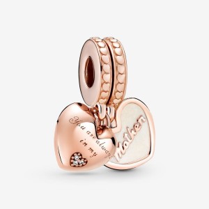 Pandora You're Always in My Heart Split Dangle Charm Rosa Gold | 751WXYENA